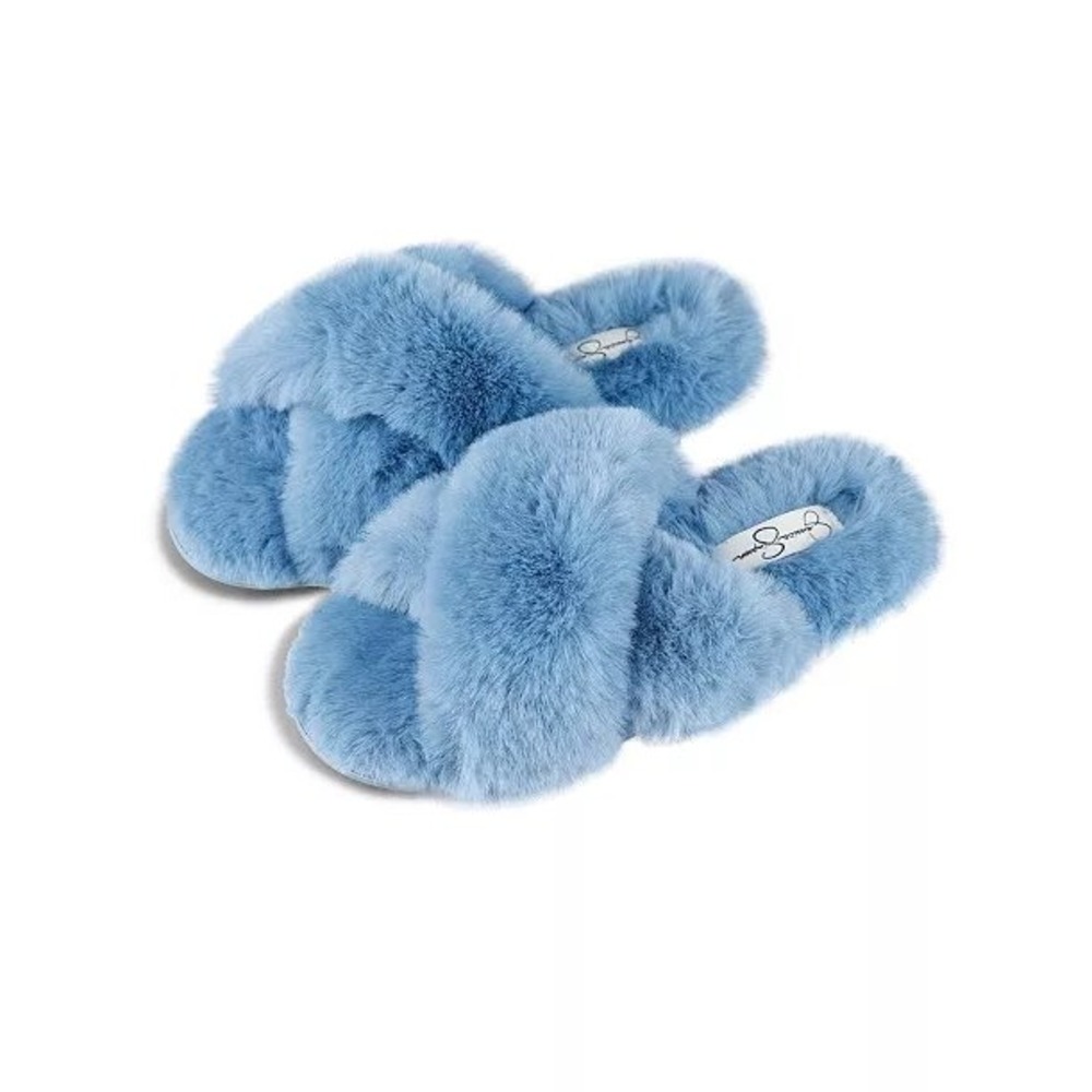 Jessica Simpson Extra Soft High Plush Cross Band Slide Slippers Size XL 9/10‎